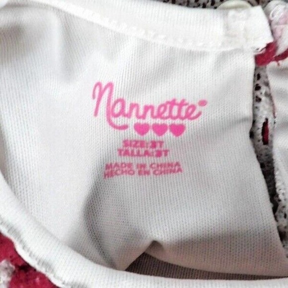 Nannette Girls Red White Floral Pom Pom Trim Crochet Fit & Flare Dress Size 3T - Picture 3 of 3